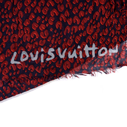 Louis Vuitton Cashmere Silk Leopard Etole Stole Marine 2 of 2