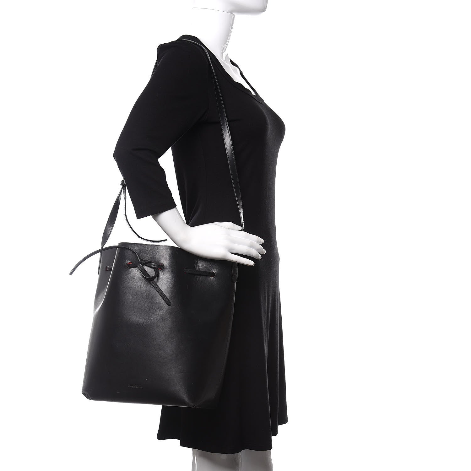 Mansur Gavriel Vegetable Tanned Calfskin Bucket Bag Black Flamma 2 of 18