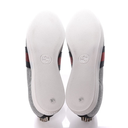 Gucci Glitter Fabric Studded Web Sneakers 36.5 Silver 5 of 11