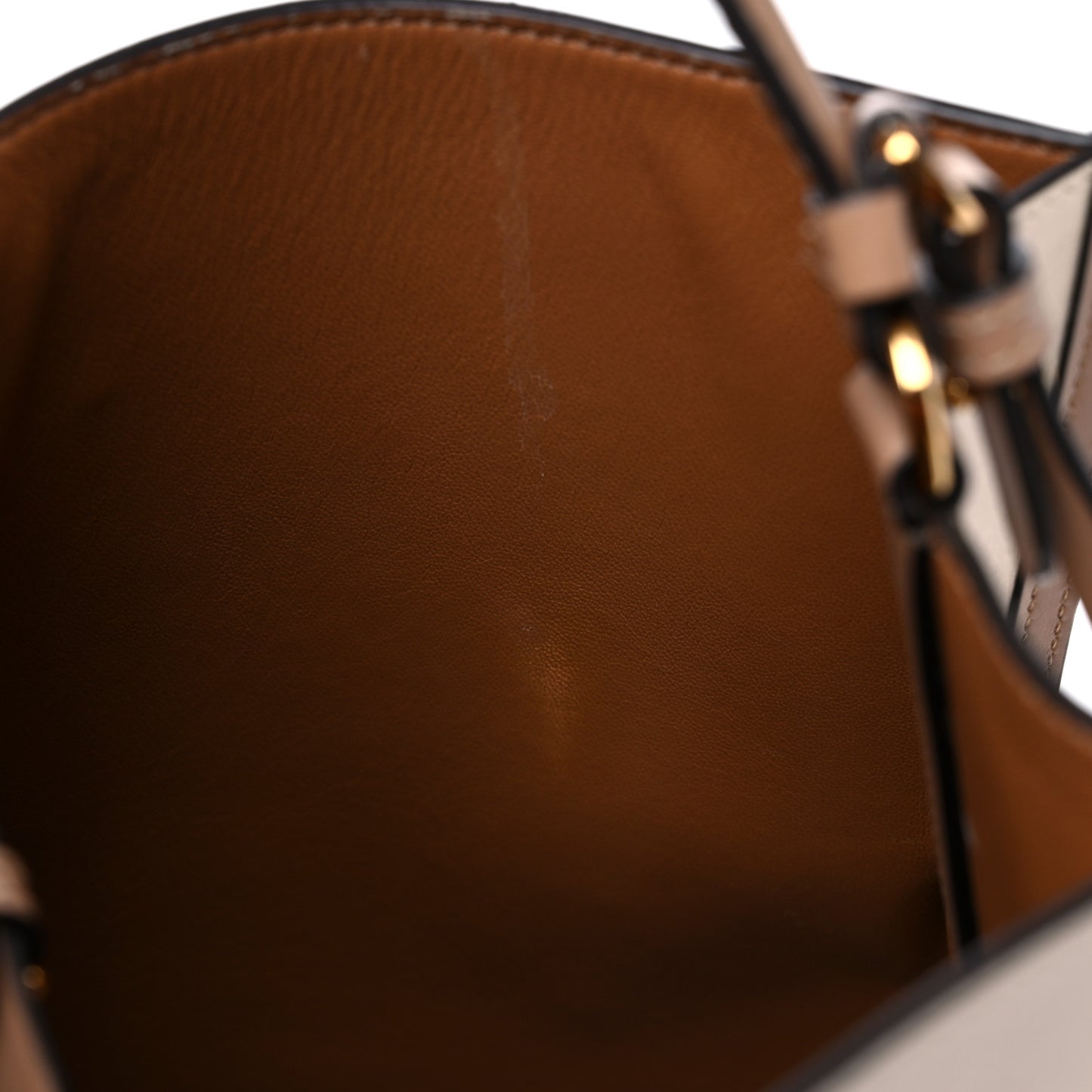 Calfskin Small Peggy Bucket Bag Cream