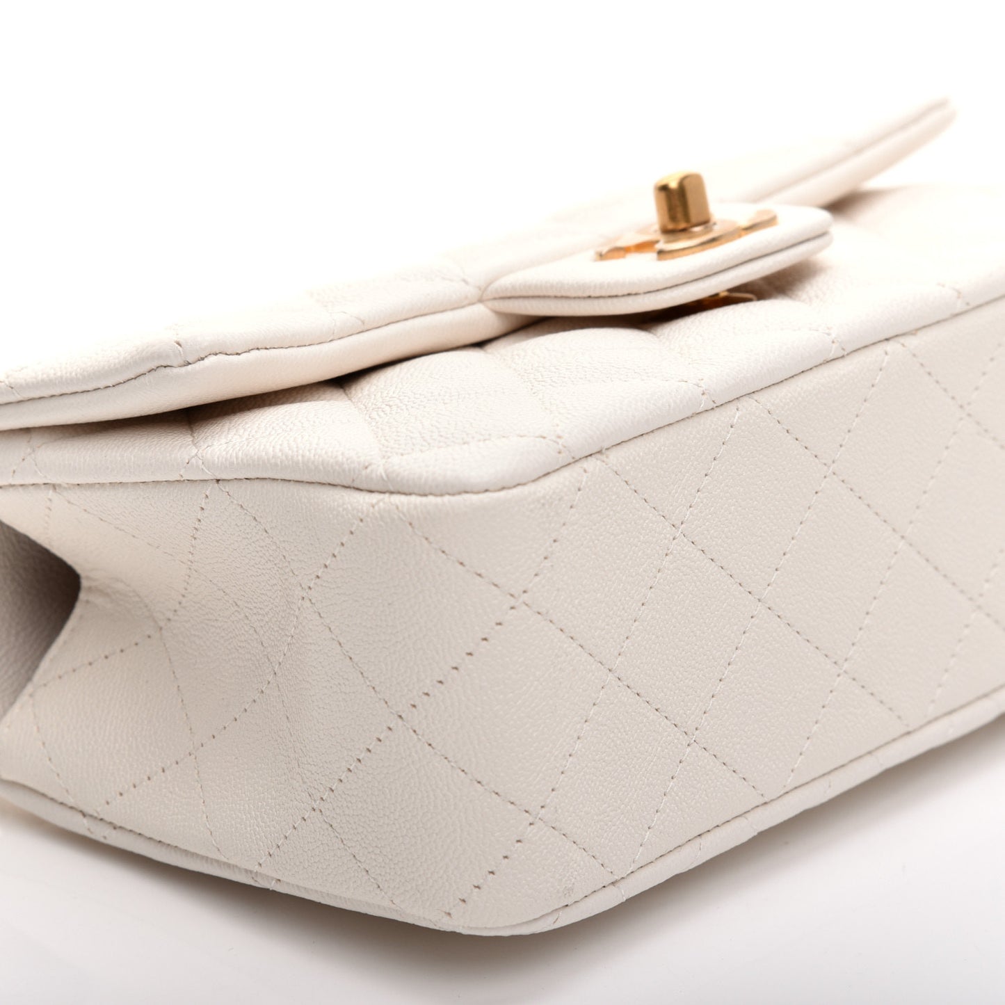 Caviar Quilted Mini Top Handle Rectangular Flap White