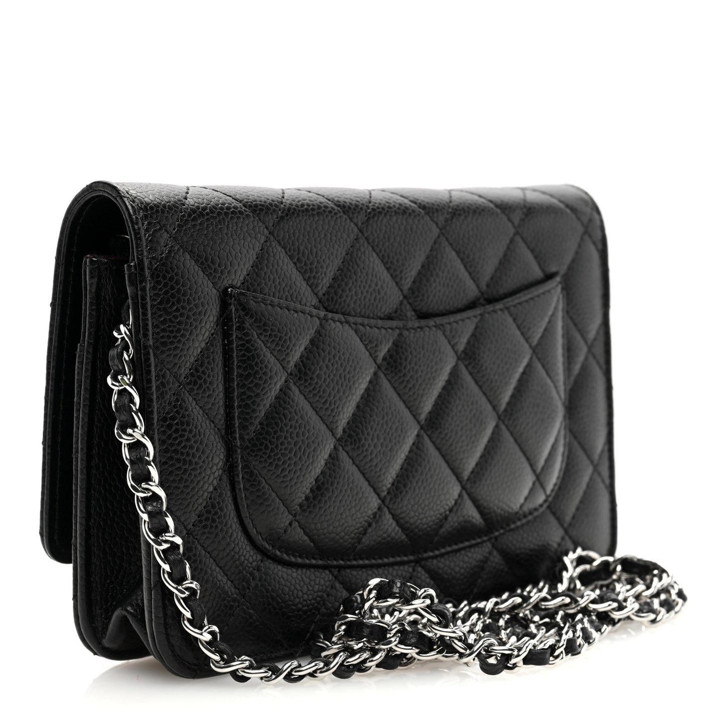 Caviar Quilted Wallet on Chain WOC Black