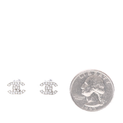 Chanel Crystal Mini Timeless CC Earrings Silver 2 of 5