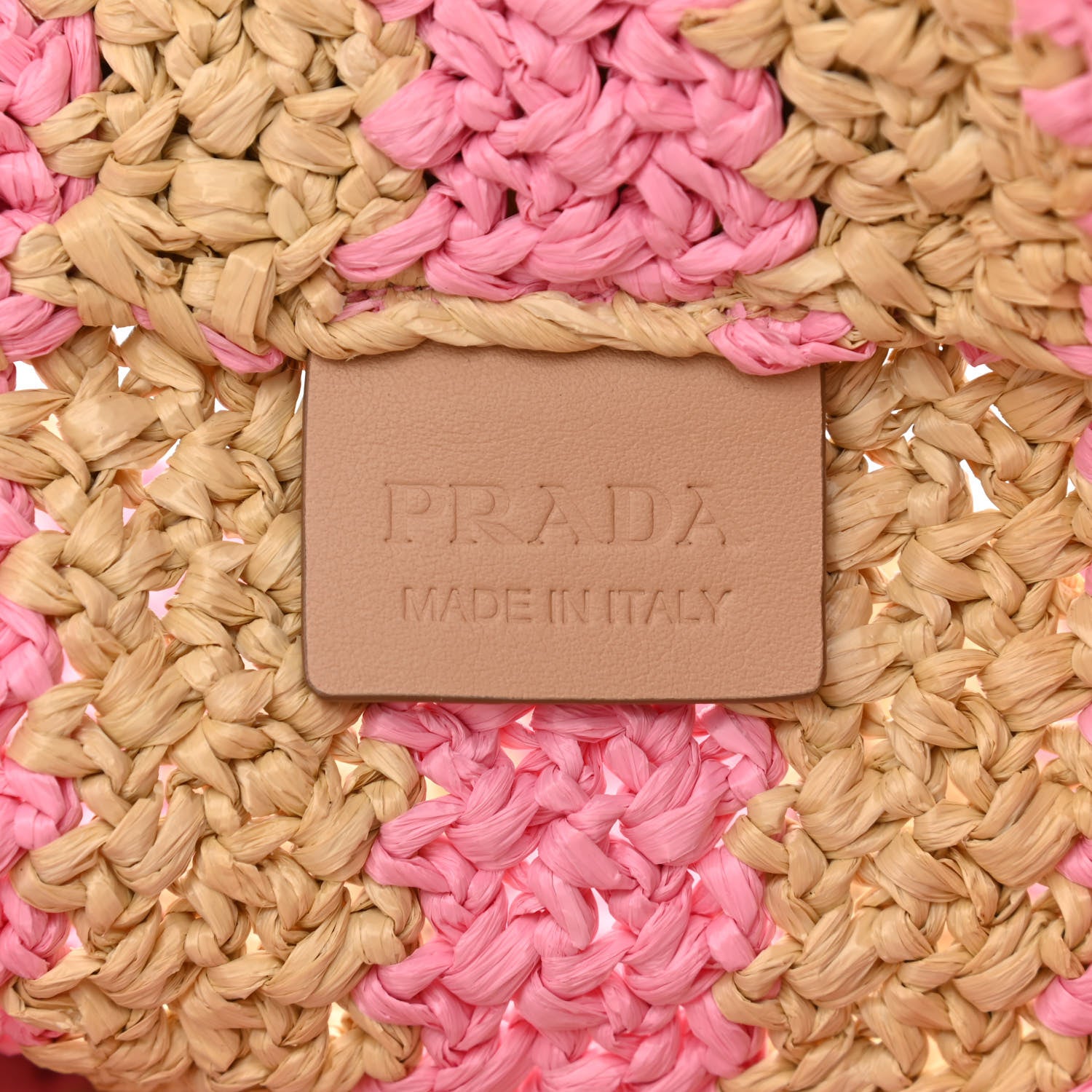 Prada Yarn Raffia Effect Crochet Striped Small Logo Tote Naturale Petalo 6 of 11