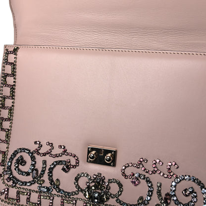 Valentino Garavani Vitello Crystal Embellished Medium Glam Lock Rockstud Flap Poudre 12 of 28