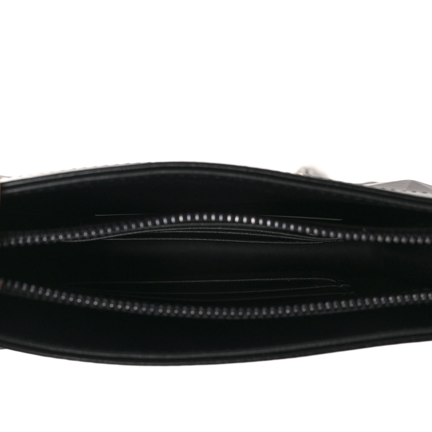 Calfskin Macrocannage Diamond Caro Zipped Pouch With Chain Black