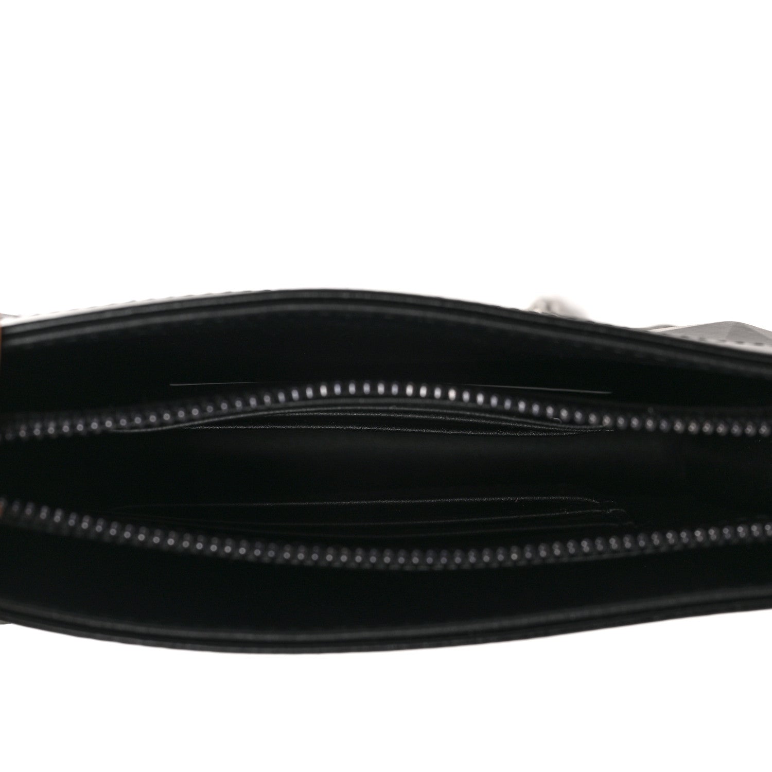 Christian Dior Calfskin Macrocannage Diamond Caro Zipped Pouch With Chain Black 5 of 8