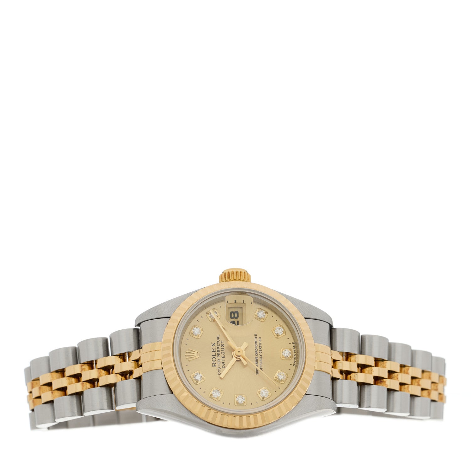 Rolex Stainless Steel 18K Yellow Gold Diamond 26mm Oyster Perpetual Datejust Watch Champagne 69173 2 of 4