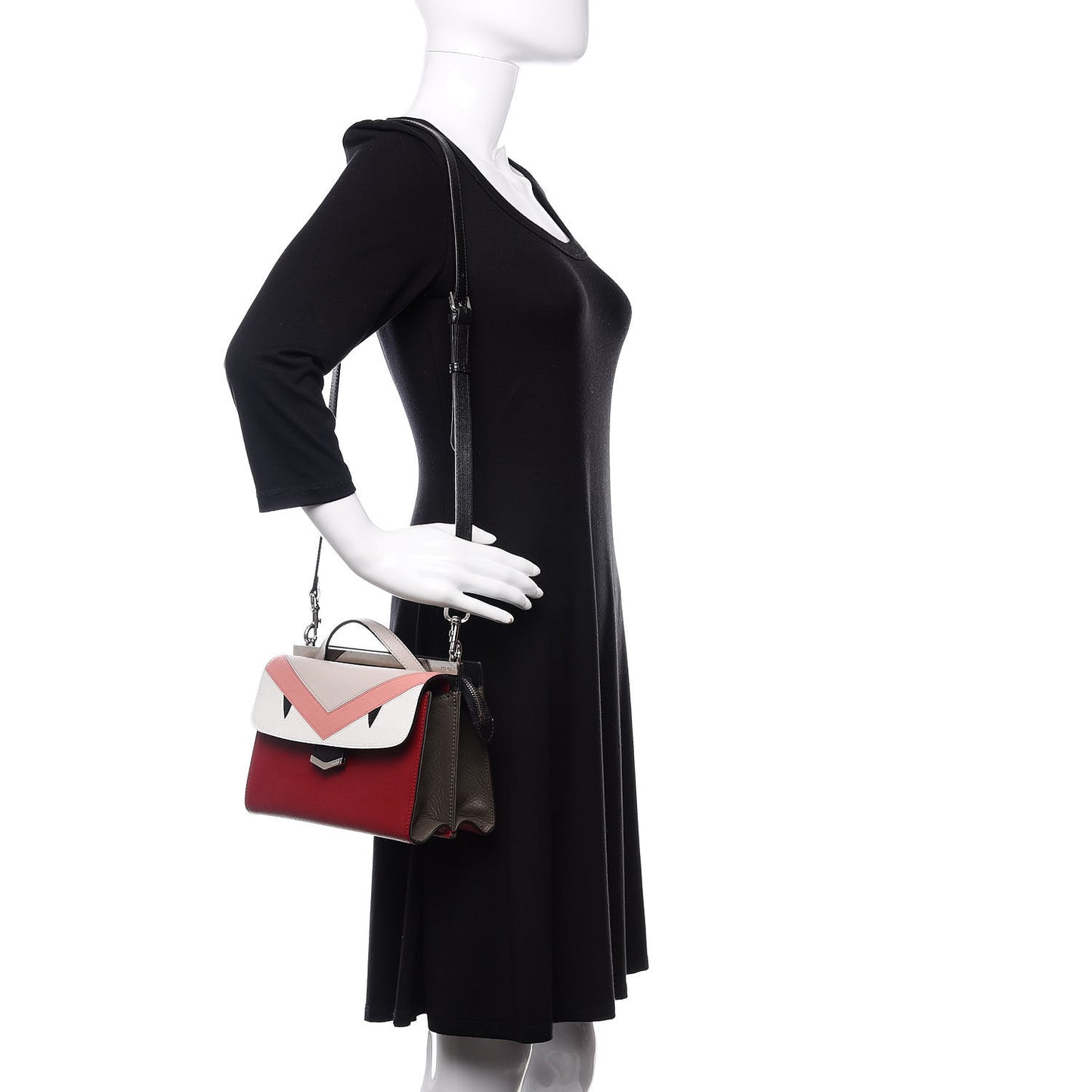 Vitello Elite Monster Mini Demi Jour Shoulder Bag Ribes Grigio Polvere Carbone