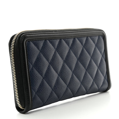 Chanel Caviar Quilted Filigree Zip Around Wallet Navy Black 3 of 9