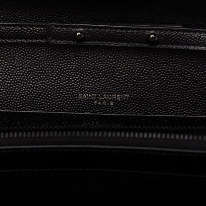 Saint Laurent Grain De Poudre Matelasse Chevron Monogram Chain Wallet Black 8 of 10