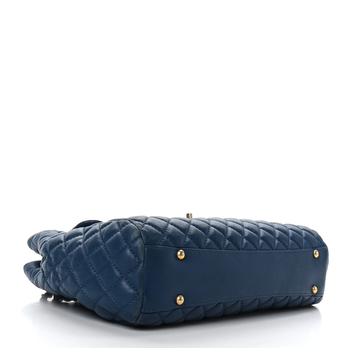 Lambskin Quilted Large Fluffy CC Shopping Tote Blue