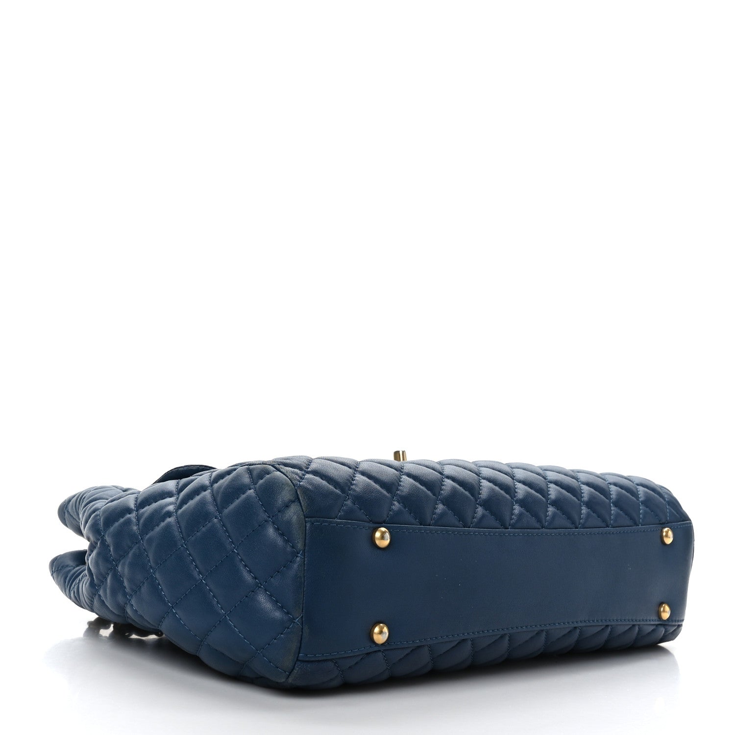 Chanel Lambskin Quilted Large Fluffy CC Shopping Tote Blue 4 of 9