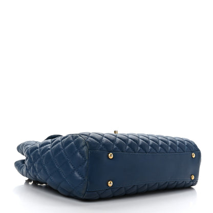 Chanel Lambskin Quilted Large Fluffy CC Shopping Tote Blue 4 of 9