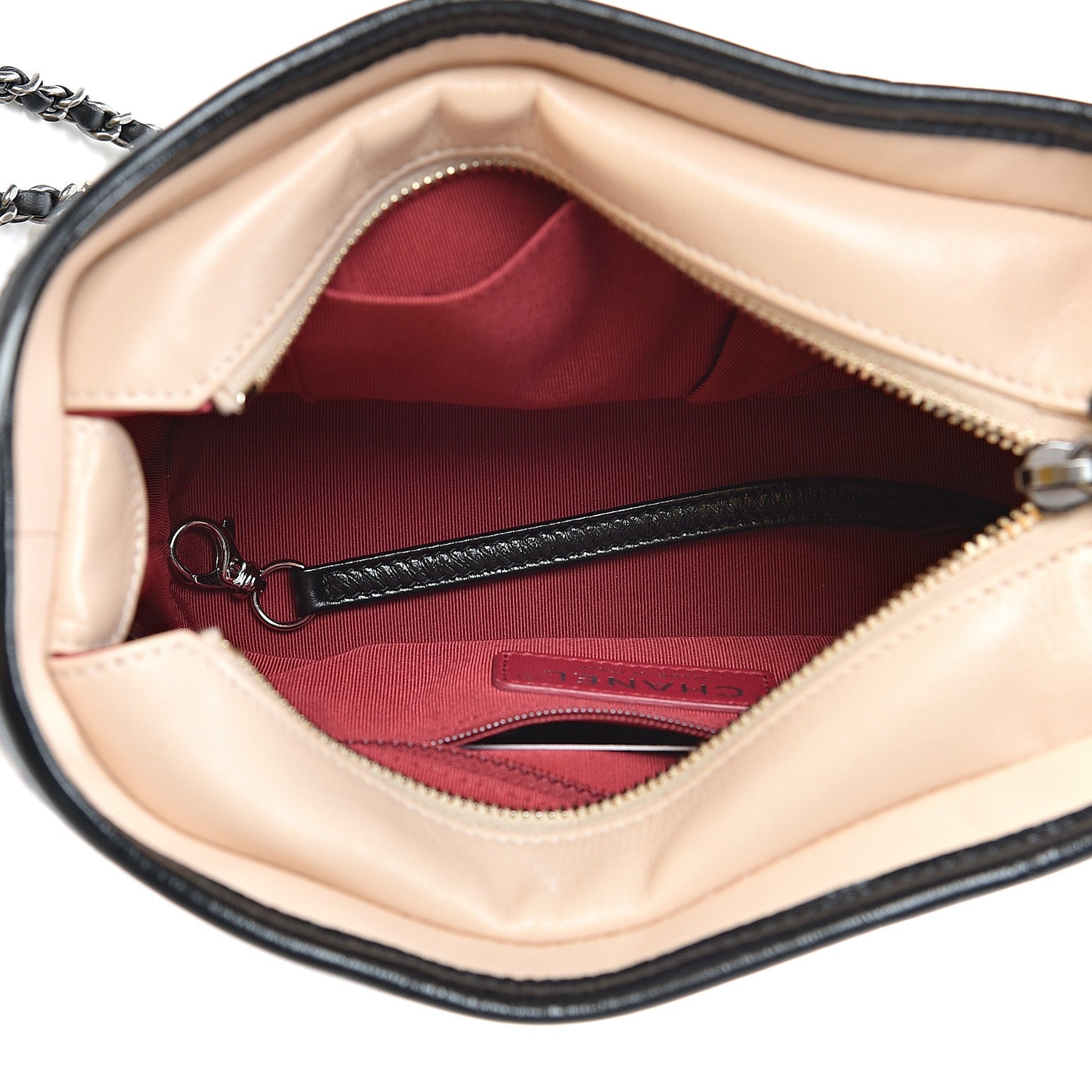 Chanel Aged Calfskin Quilted Small Gabrielle Hobo Beige Black 5 of 12