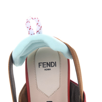 Fendi Technical Mesh FF Colibri Slingback Ballerina Flats 37 Tobacco Moro Cipria Papavero 6 of 8