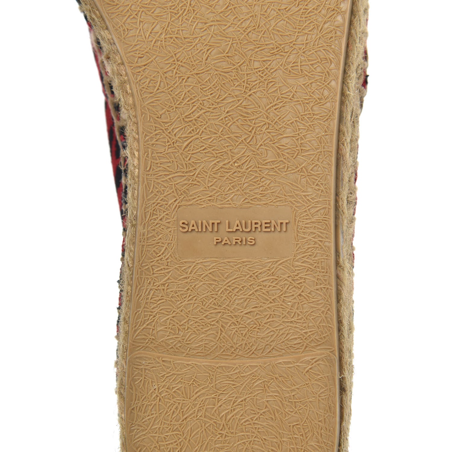 Saint Laurent Canvas Leopard Print Espadrilles 37 Red Black 8 of 9