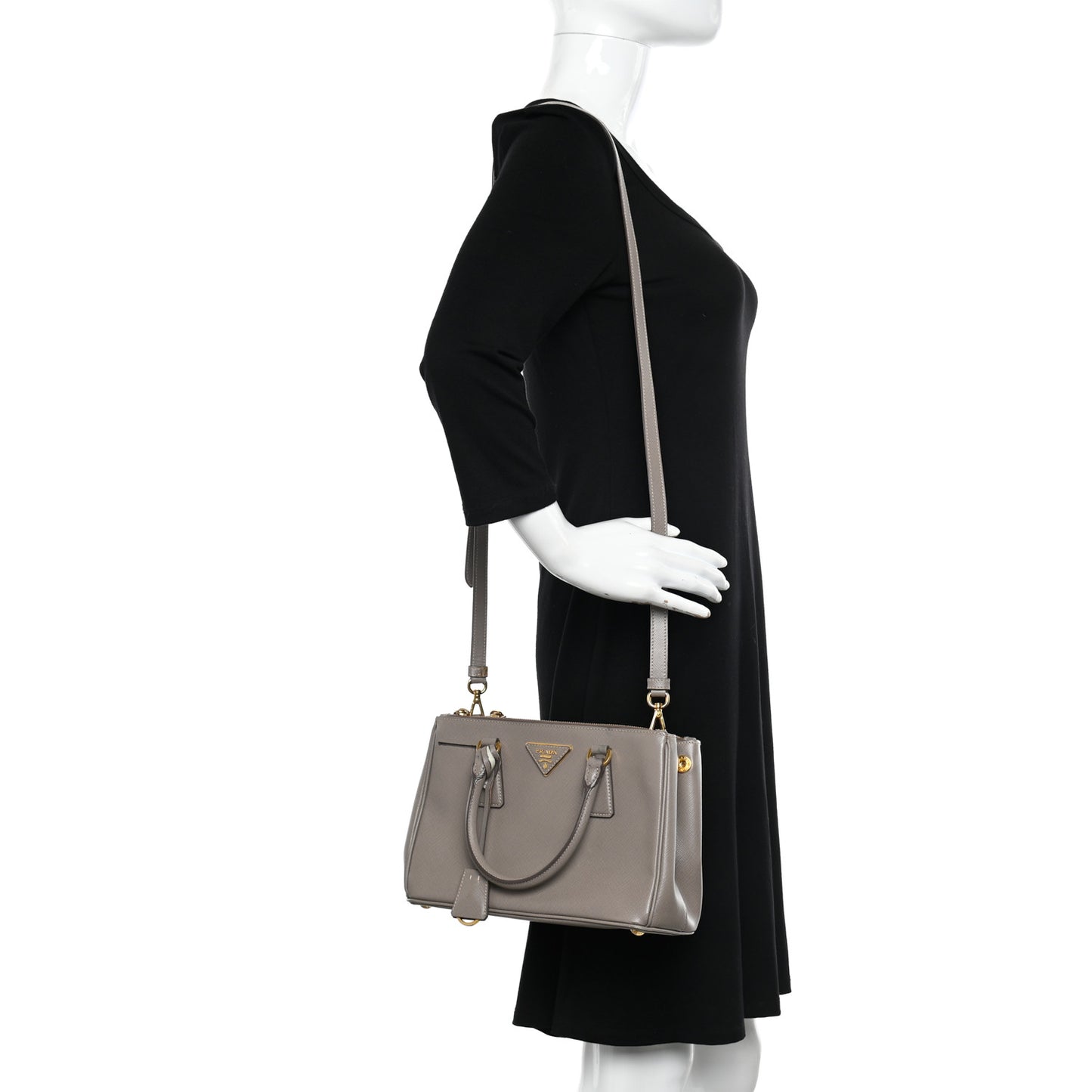 Saffiano Small Galleria Double Zip Tote Argilla