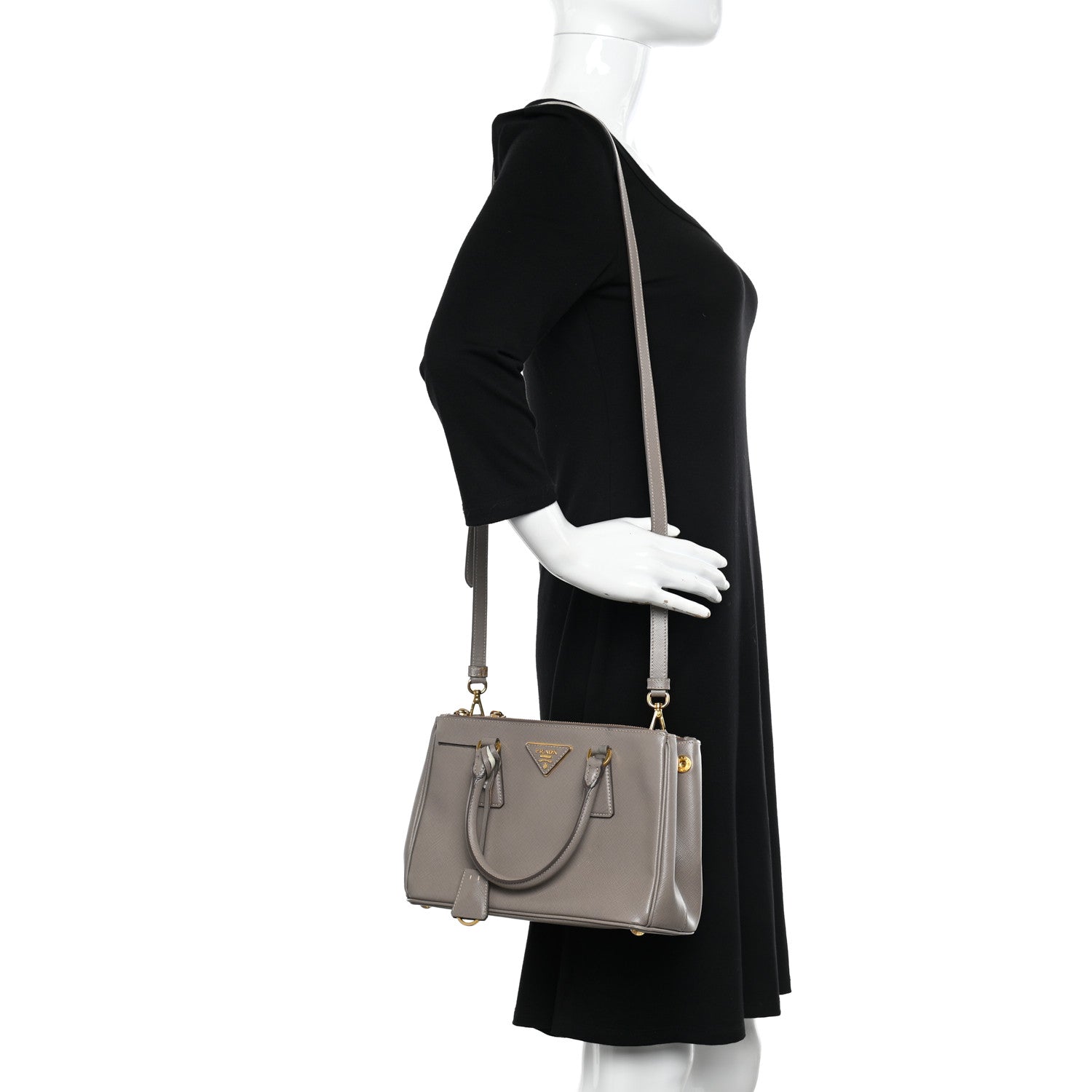 Prada Saffiano Small Galleria Double Zip Tote Argilla 2 of 15
