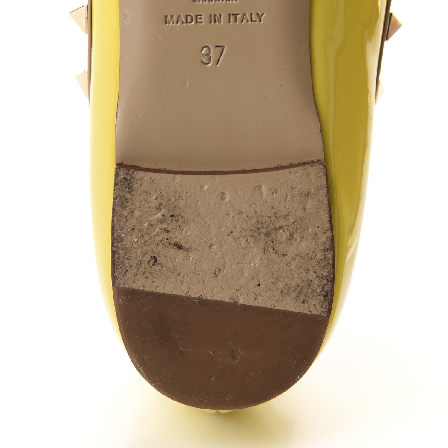 Valentino Garavani Patent Rockstud Ballerina Flats 37 Naples Yellow Poudre 9 of 15