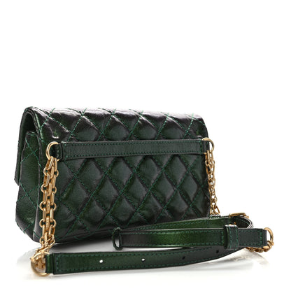 Chanel Metallic Aged Calfskin Quilted 2.55 Reissue Flap Belt Bag Clutch Green 3 of 9