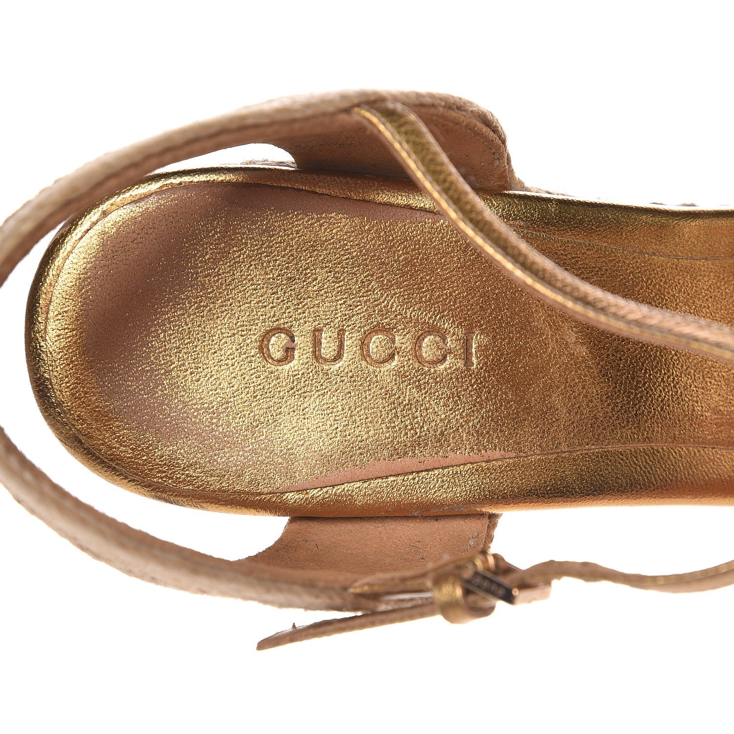 Gucci Nappa Silk Horsebit Espadrille Wedge Sandals 36 New Oro Rutenio 9 of 15
