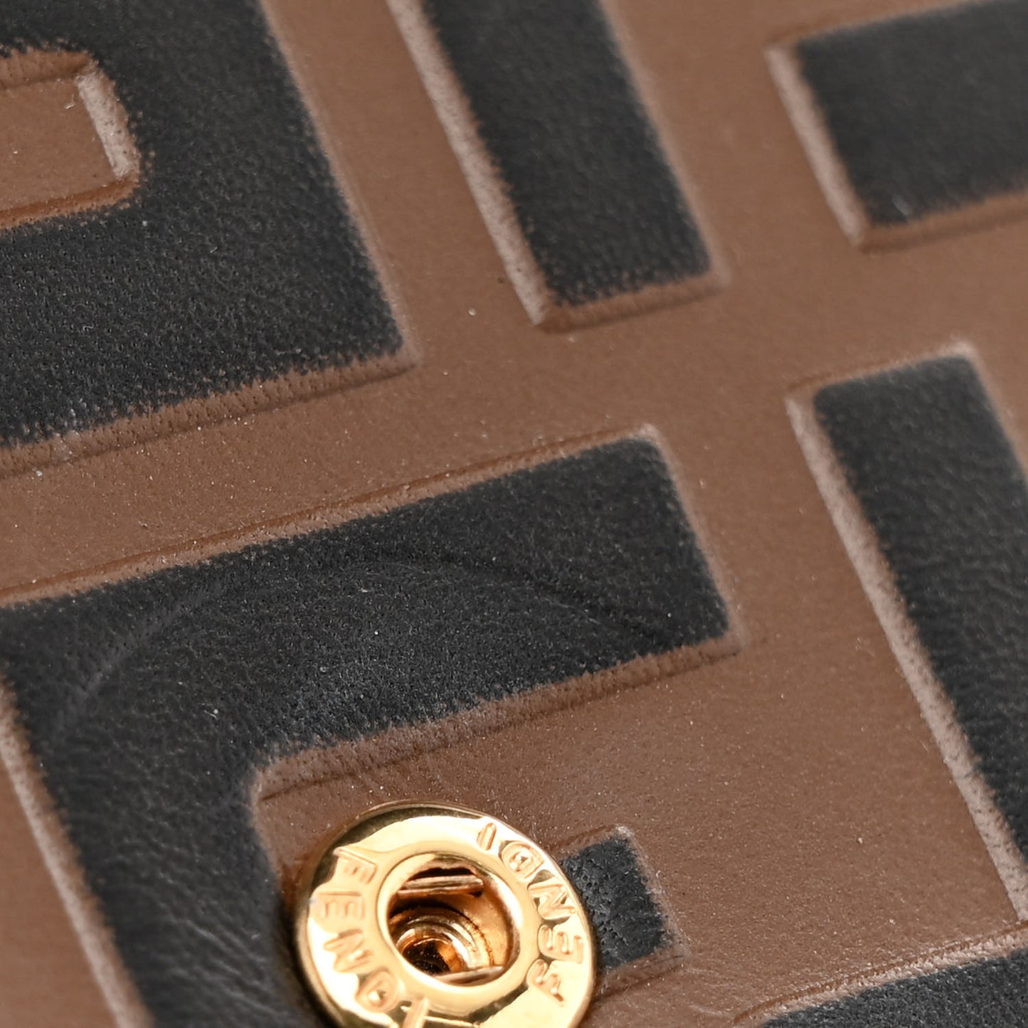 Vitello Soft F is Fendi Bi-Color FF 1974 Embossed Envelope Wallet On Chain with Pouches Maya Black