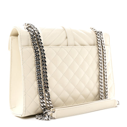 Saint Laurent Grain De Poudre Textured Mixed Matelasse Medium Triquilt Monogram Satchel Crema Soft 3 of 11