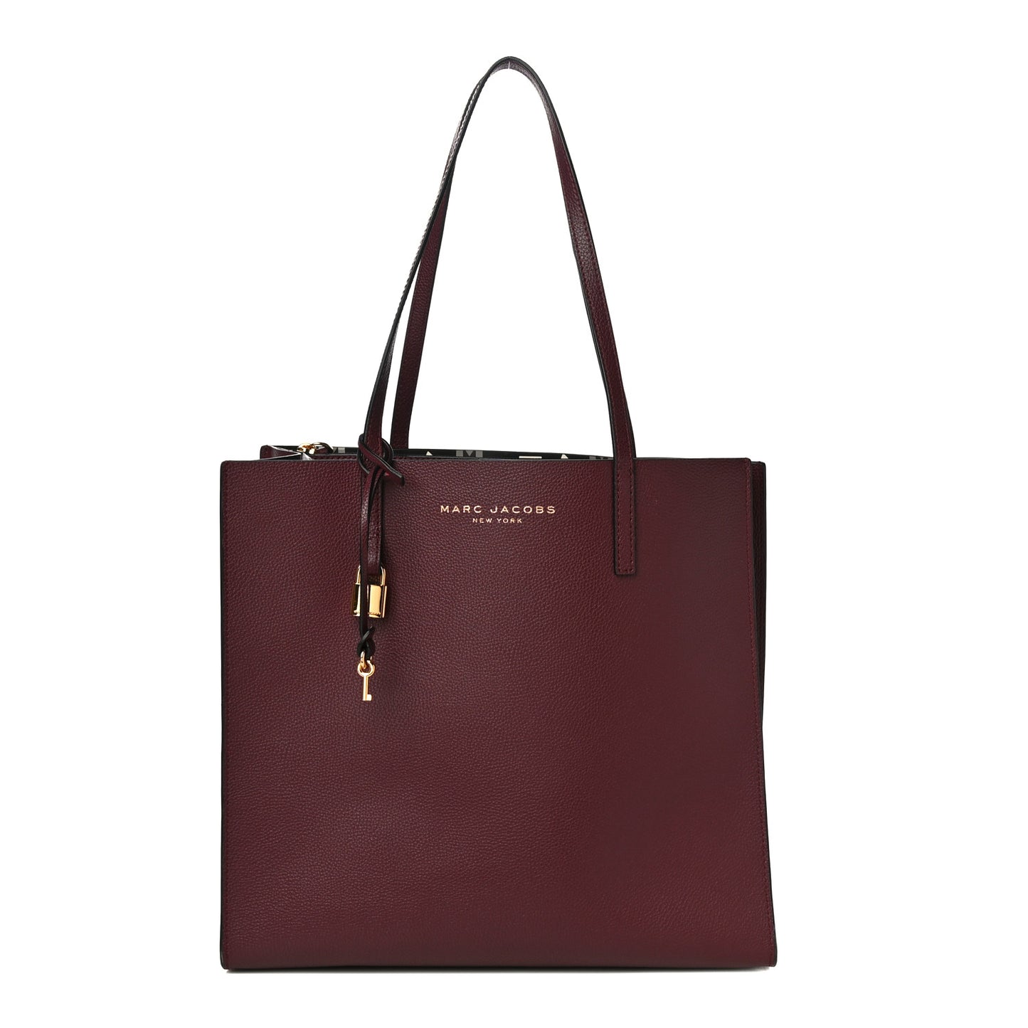 Grained Calfskin Grind Shopper Tote Burgundy