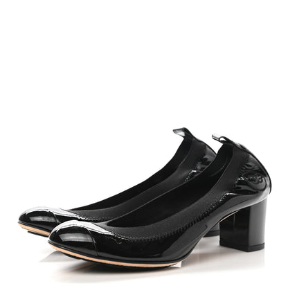 Chanel Lambskin Patent CC Elastic Stretch Pumps 36.5 Black 3 of 9