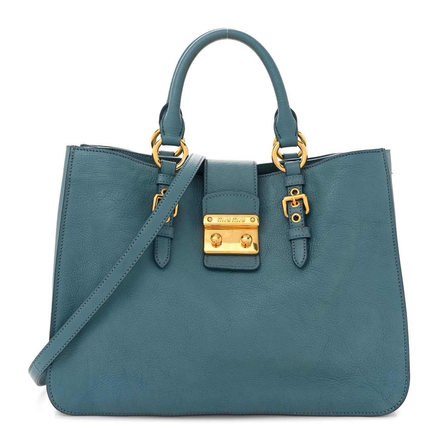 Goatskin Madras Shopping Tote Azzurro