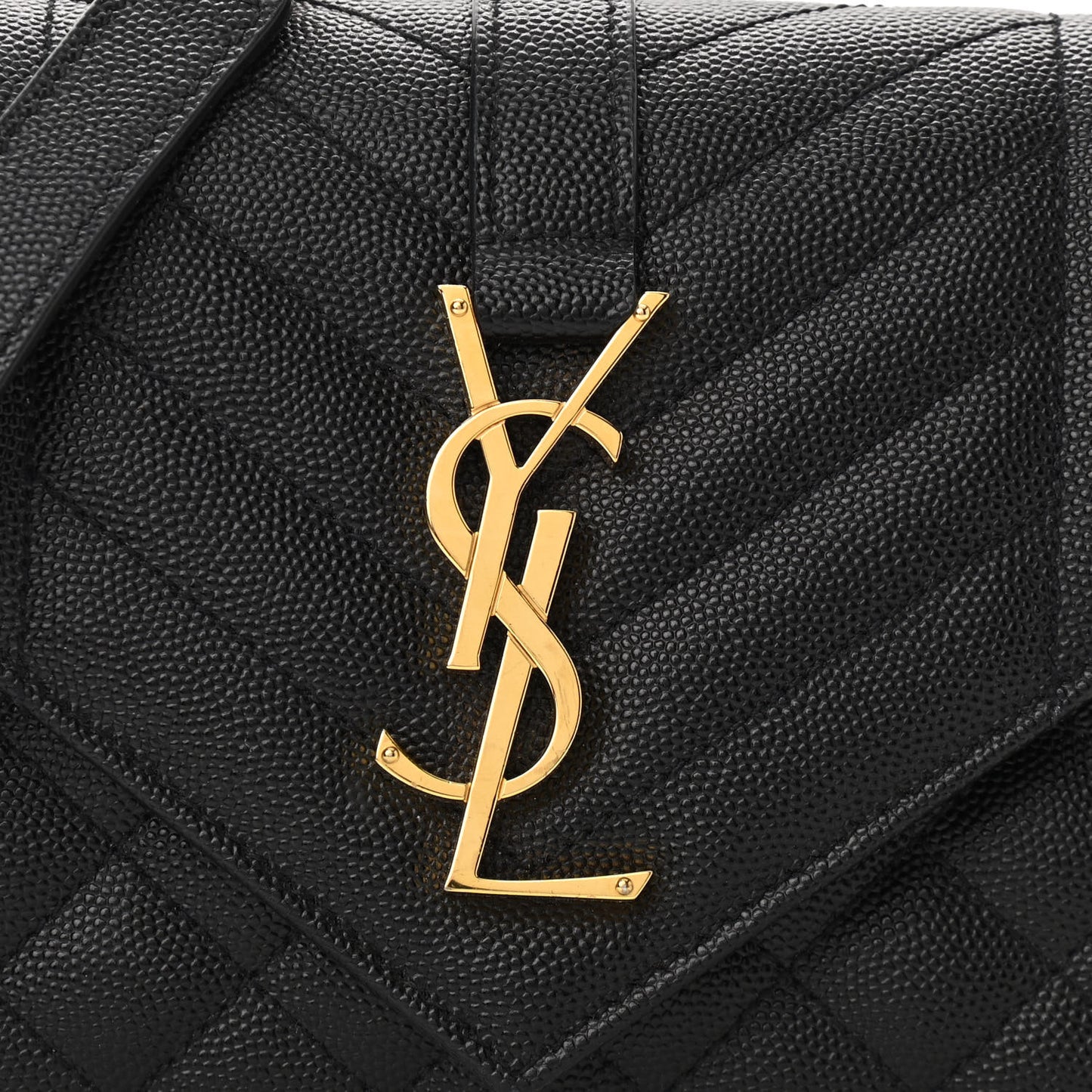Grain De Poudre Textured Mixed Matelasse Triquilt Small Monogram Satchel Black