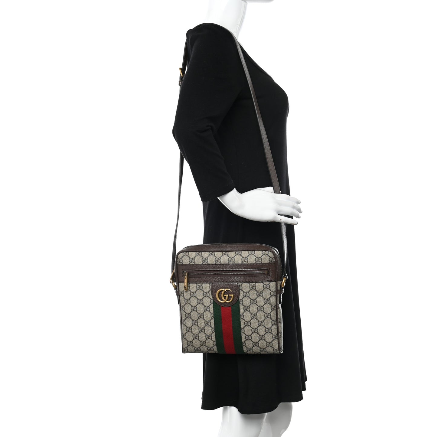 GG Supreme Monogram Web Small Ophidia Messenger Bag Brown