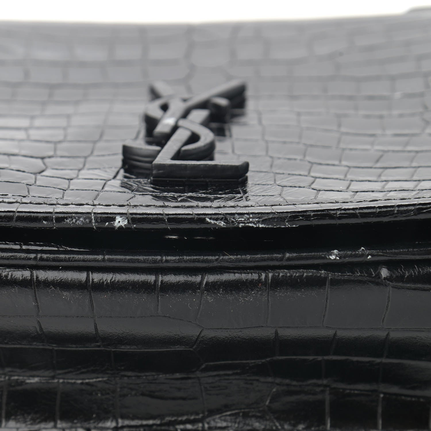 Saint Laurent Crocodile Embossed Lambskin Matelasse Monogram Niki Chain Wallet Black 11 of 14
