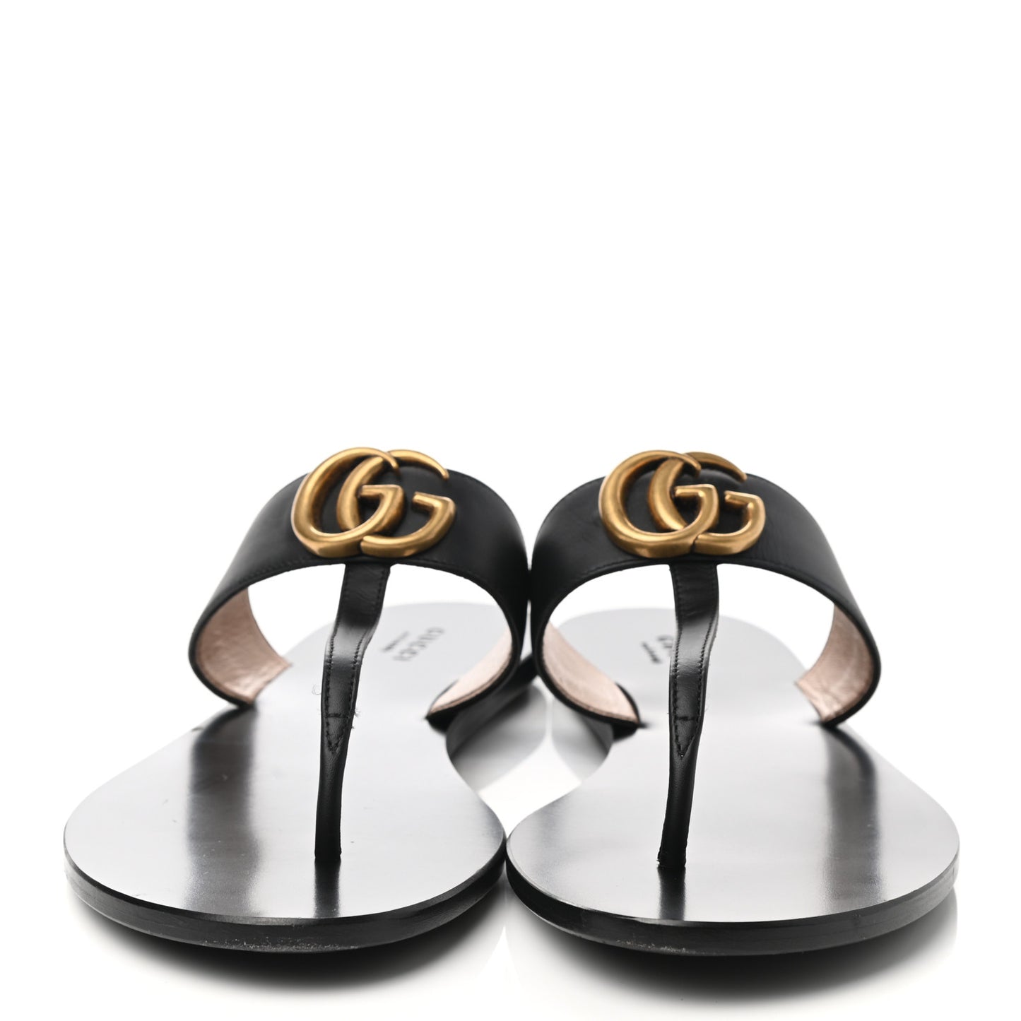 Calfskin GG Marmont Thong Sandals 38.5 Black