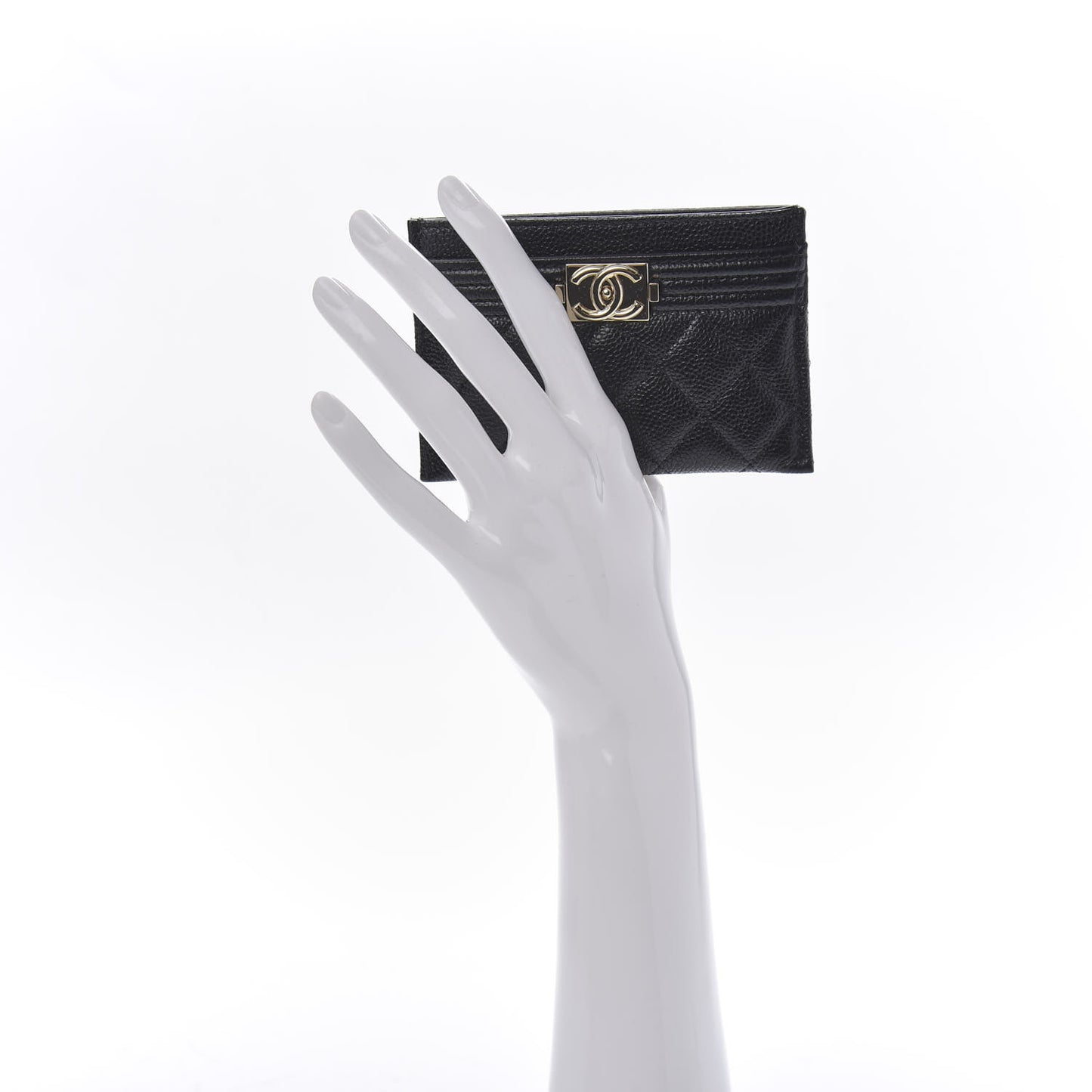 Caviar Quilted Boy Card Holder Black
