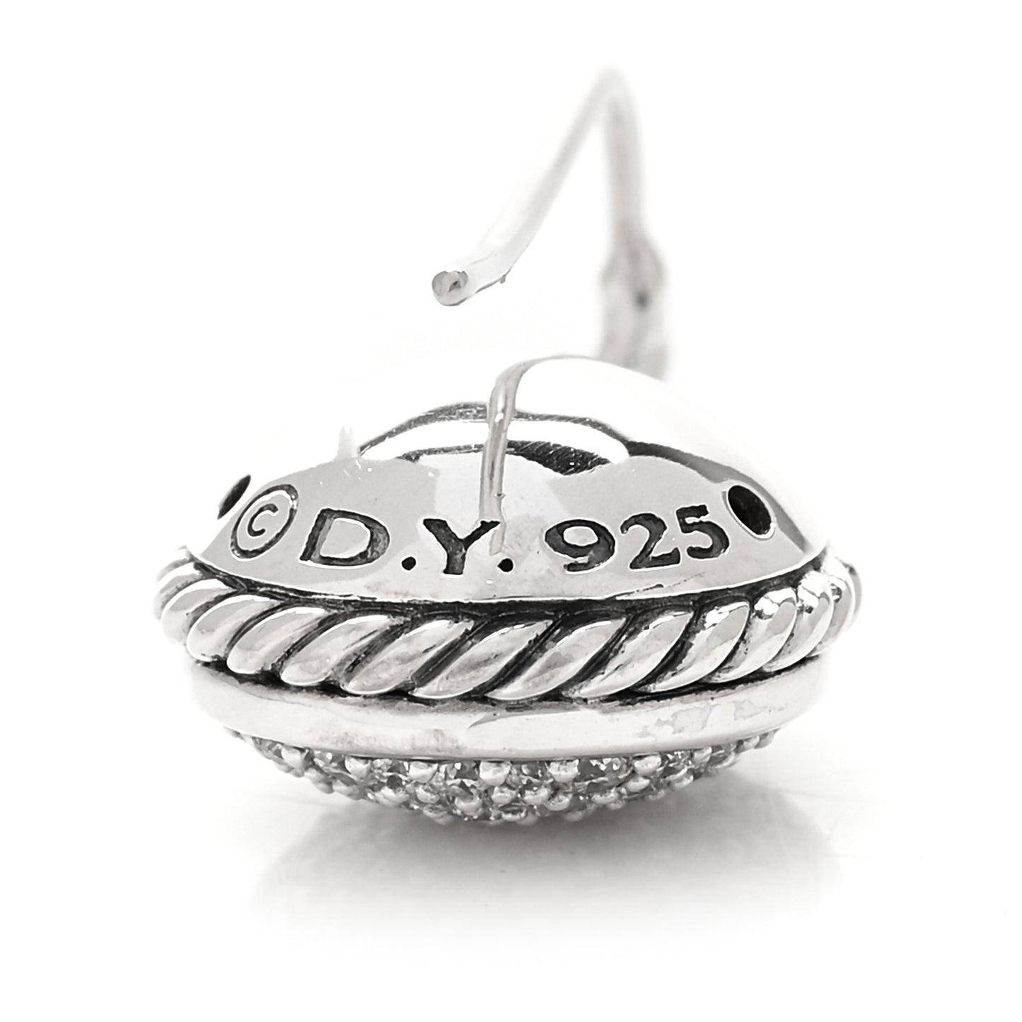 Sterling Silver Pave Diamond Drop Earrings