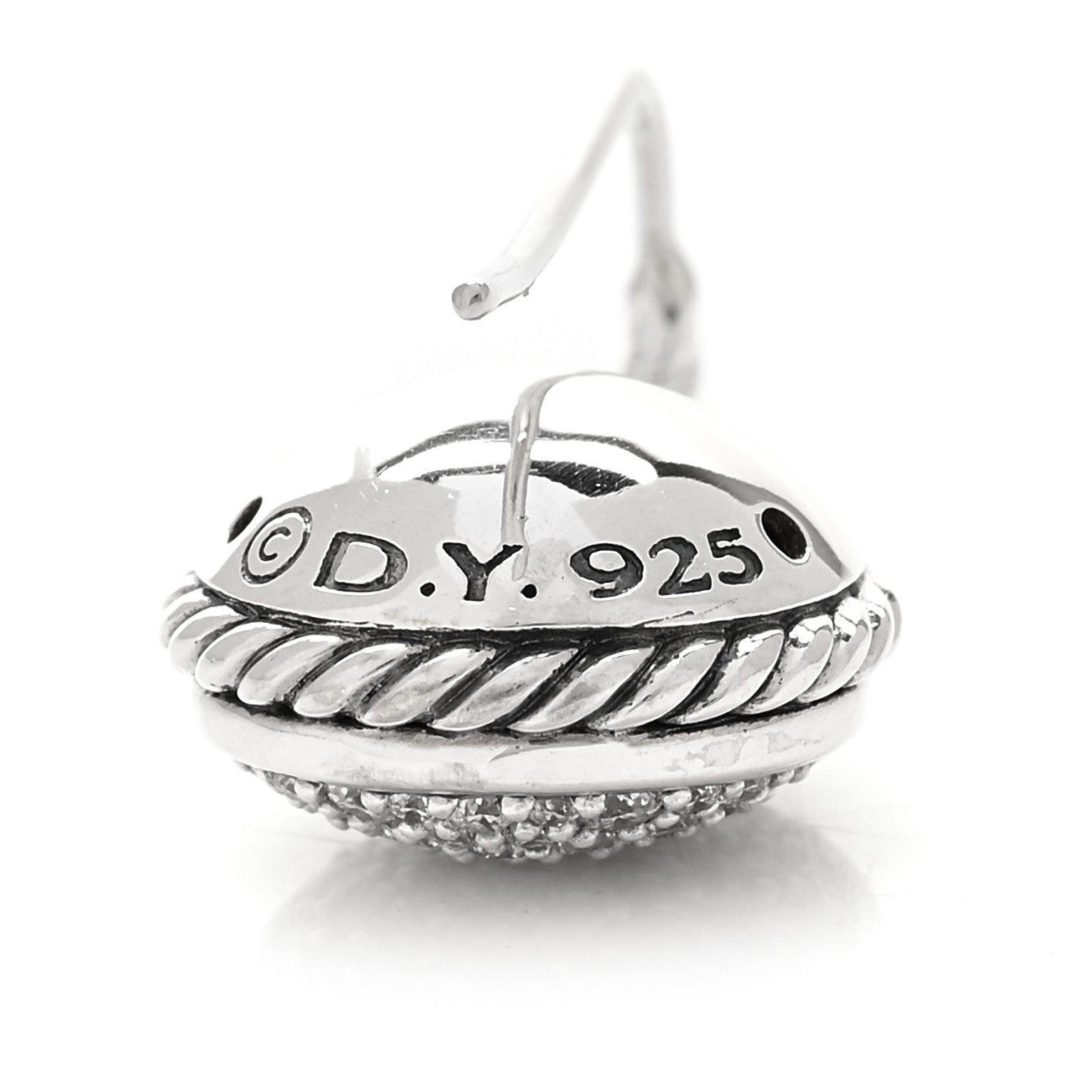 David Yurman Sterling Silver Pave Diamond Drop Earrings 4 of 4