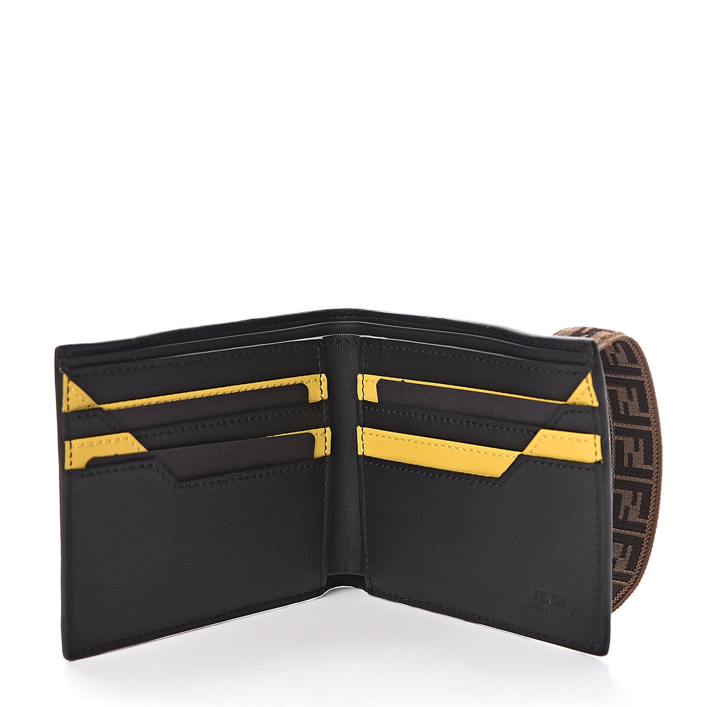 Vitello Grace Elastic FF Bi-Color Bi-Fold Wallet Black Sunflowers