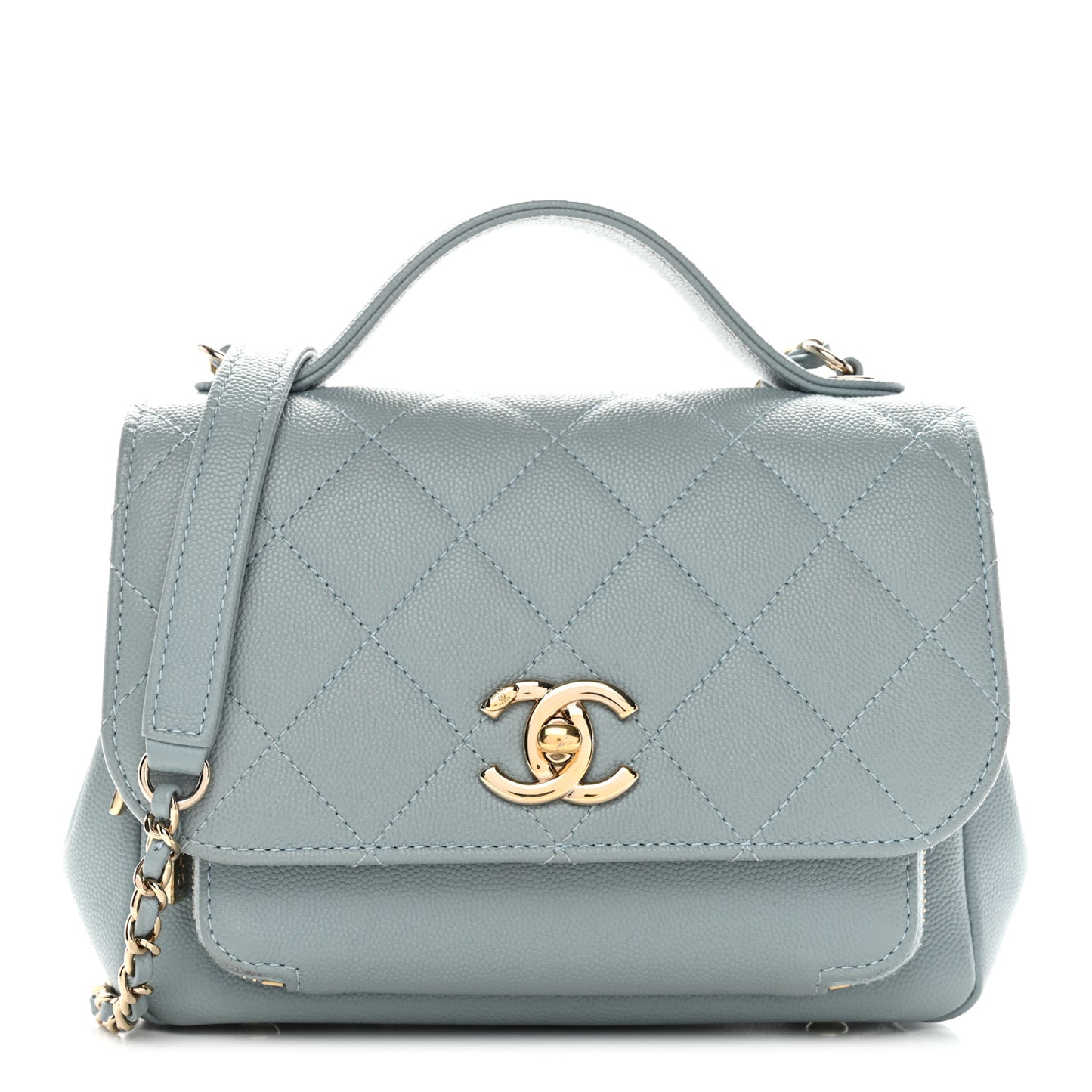Caviar Quilted Small Business Affinity Flap Light Blue