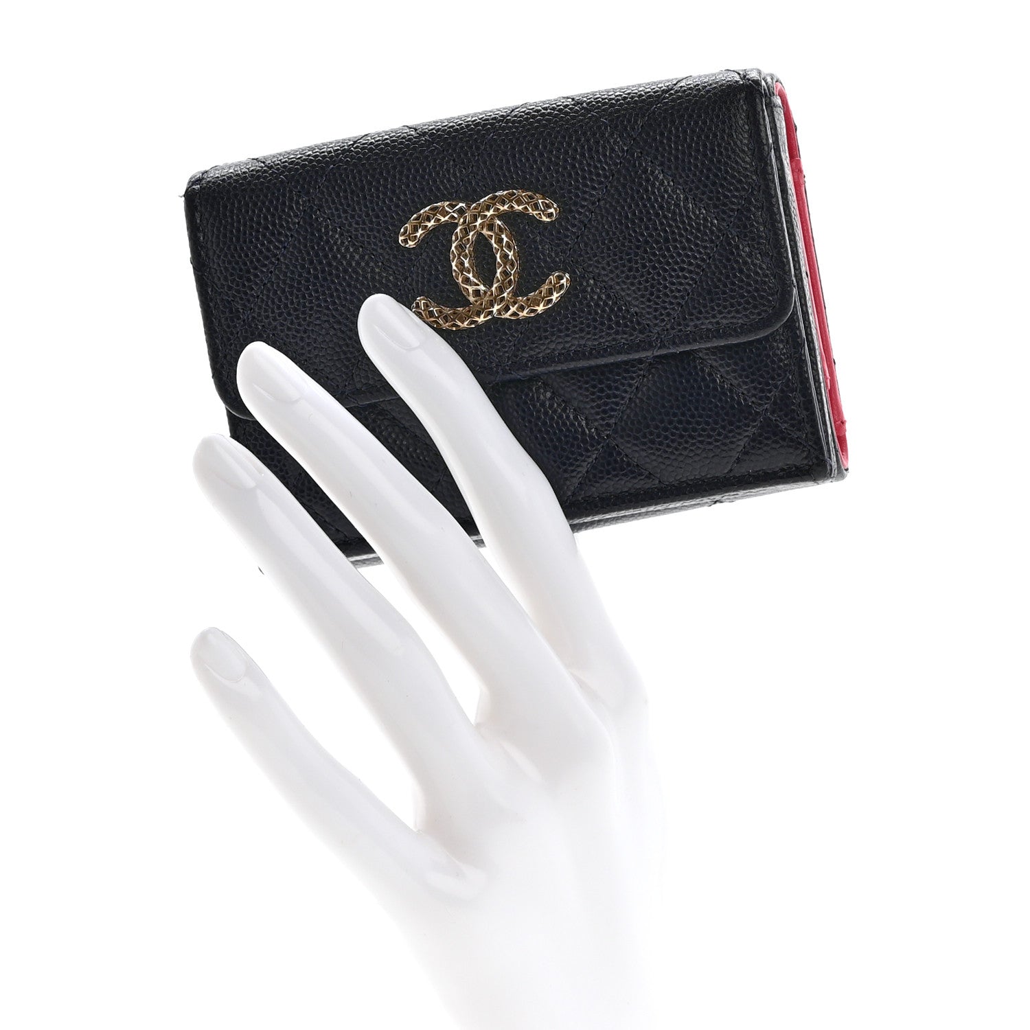 Chanel Caviar Metal Perforated Quilted Small CC Flap Wallet Navy 2 of 14