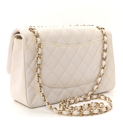 Chanel Caviar Quilted Jumbo Double Flap White 3 of 10