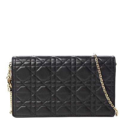 Christian Dior Lambskin Cannage Lady Dior Chain Wallet Black 1 of 11