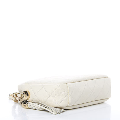 Chanel Caviar Flat Quilted Small Coco Tassel Camera Case White 4 of 9