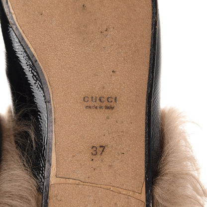 Gucci Patent Fur Womens Princetown Slippers 37 Black Natural 7 of 10