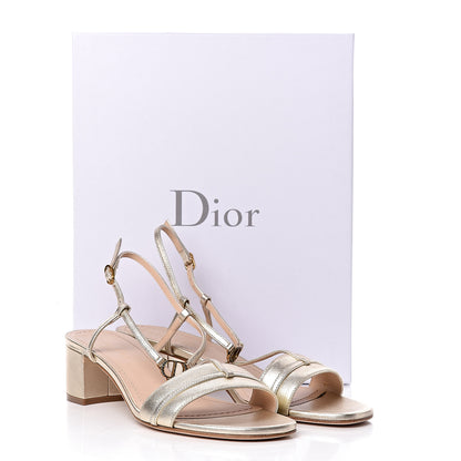 Christian Dior Laminated Lambskin Crystal CD Sandal 40.5 Stardust Gold 10 of 10