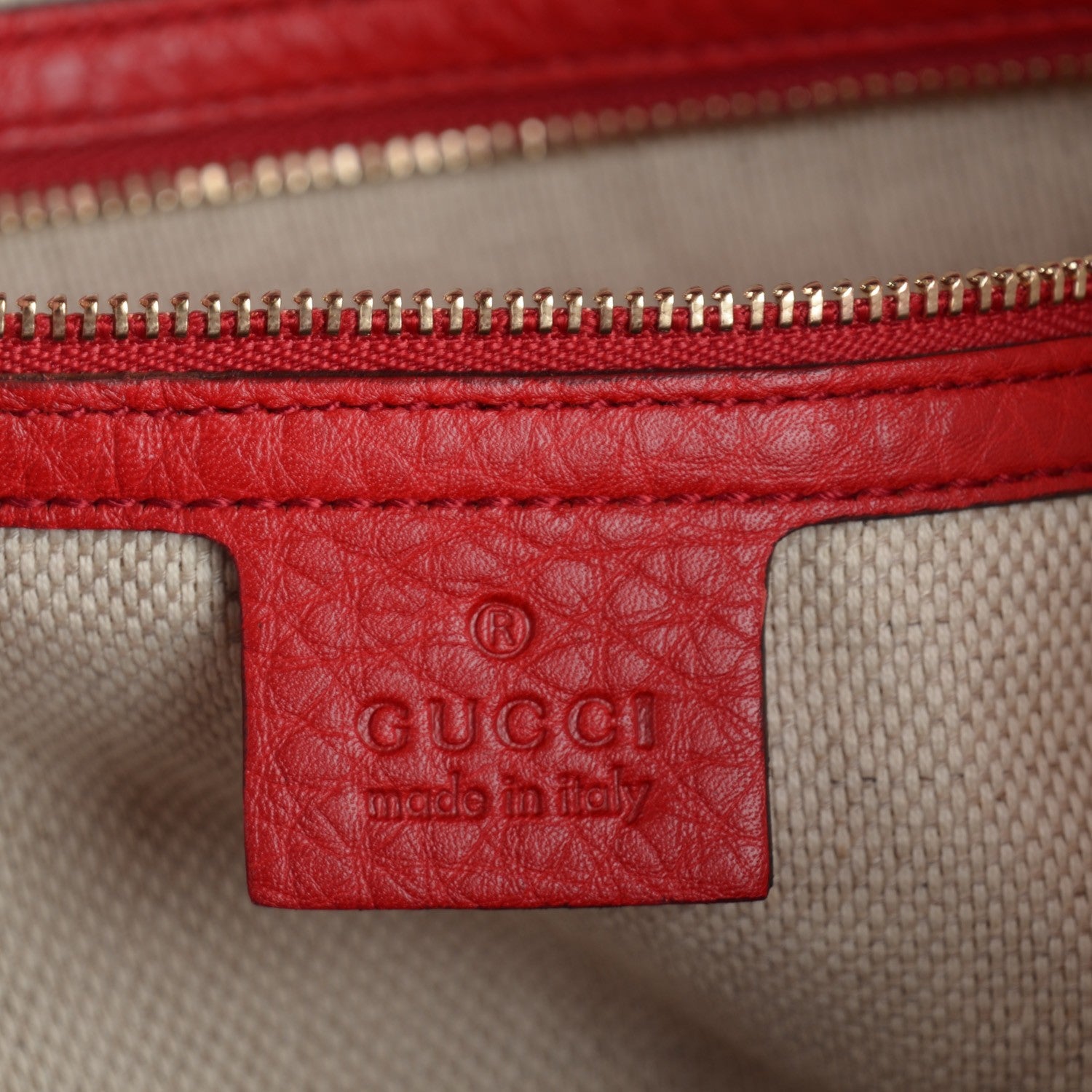 Gucci Pebbled Calfskin Large Soho Shoulder Bag Red 5 of 7