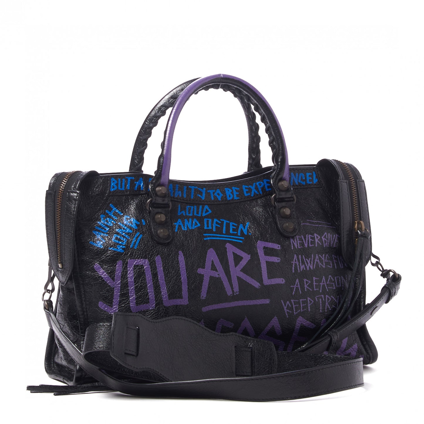 Agneau Arena Graffiti All Over Classic Hardware S City Black Bleu Violet