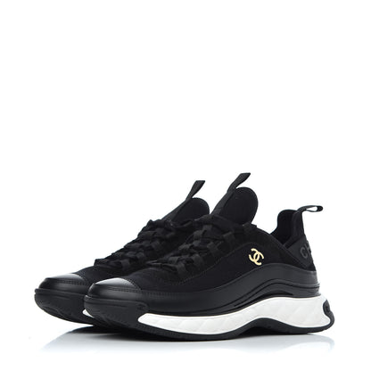 Chanel Velvet Calfskin Mixed Fibers CC Sneakers 39.5 Black 3 of 10
