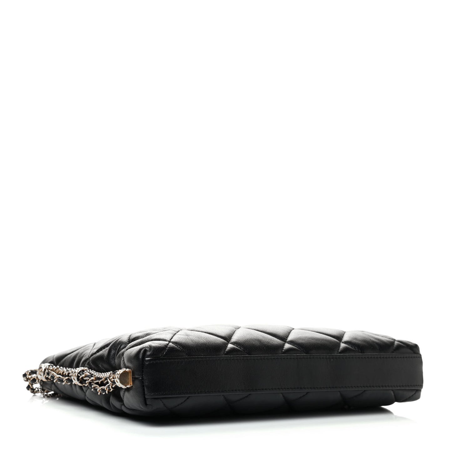 Lambskin Quilted Crush on Chains Hobo Black